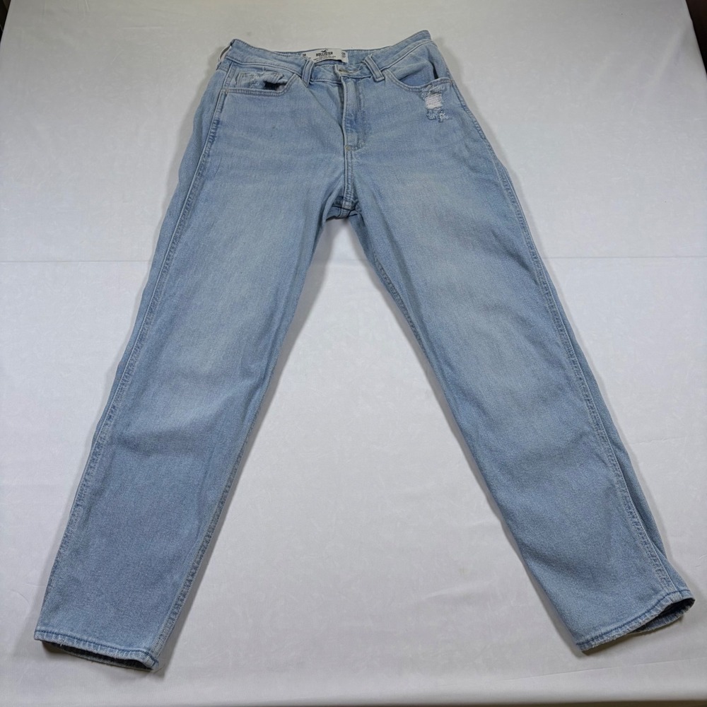 Hollister Curvy High-Rise Mom Jean Light Wash Distressed Vintage Stretch W26 L27